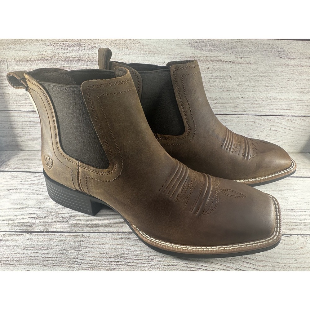 Ariat Men's Booker Ultra Distressed Tan Leather Chelsea Boots Square Toe Size 9D